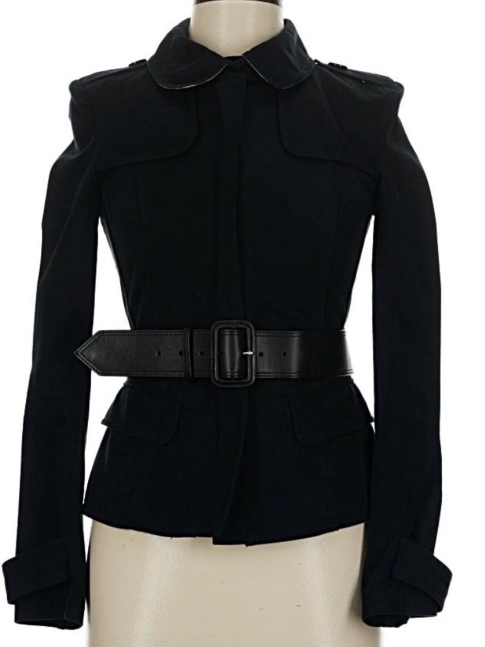 Burberry London | Black Women's Belted Military-Style Jacket | 6